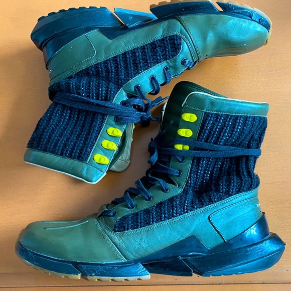 Yohji Yamamoto Shoes | Y3 Warrior Boot Green With Black Woven Detail | Poshmark